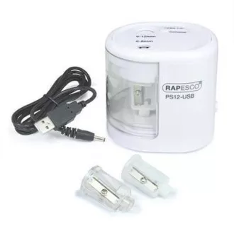 Ořezávátko elektrické Rapesco PS12 2 otvory bílé USB kabel Ořezávátko elektrické Rapesco PS12 2 otvory bílé USB kabel