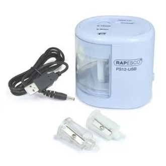 Ořezávátko elektrické Rapesco PS12 2 otvory modré USB kabel Ořezávátko elektrické Rapesco PS12 2 otvory modré USB kabel