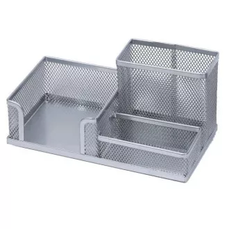 Drátěný organizer na sponky, tužky a bločky stříbrný Drátěný organizer na sponky, tužky a bločky stříbrný