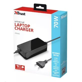 TRUST Univerzální napájecí adaptér pro notebooky Primo 70W-19V Laptop Charger TRUST Univerzální napájecí adaptér pro notebooky Primo 70W-19V Laptop Charger