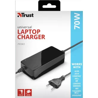 TRUST Univerzální napájecí adaptér pro notebooky Primo 70W-19V Laptop Charger TRUST Univerzální napájecí adaptér pro notebooky Primo 70W-19V Laptop Charger