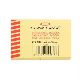 Bloček samolepící 40x50mm 2x100 listů Concorde Bloček samolepící 40x50mm 2x100 listů Concorde