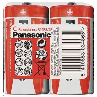 PANASONIC Zinkouhlíkové baterie Red Zinc R14RZ/2P C 1, 5V (shrink 2ks)