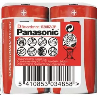 PANASONIC Zinkouhlíkové baterie Red Zinc R20RZ/2P D 1, 5V (shrink 2ks) PANASONIC Zinkouhlíkové baterie Red Zinc R20RZ/2P D 1, 5V (shrink 2ks)