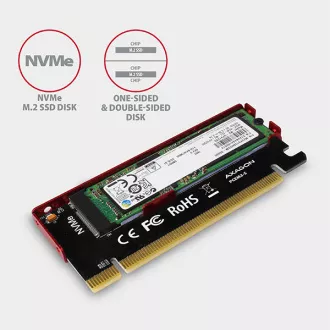 AXAGON PCEM2-S, PCIe x16 - M.2 NVMe M-key slot adaptér, kovový kryt pro pasivní chlazení AXAGON PCEM2-S, PCIe x16 - M.2 NVMe M-key slot adaptér, kovový kryt pro pasivní chlazení