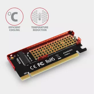 AXAGON PCEM2-S, PCIe x16 - M.2 NVMe M-key slot adaptér, kovový kryt pro pasivní chlazení AXAGON PCEM2-S, PCIe x16 - M.2 NVMe M-key slot adaptér, kovový kryt pro pasivní chlazení