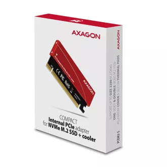 AXAGON PCEM2-S, PCIe x16 - M.2 NVMe M-key slot adaptér, kovový kryt pro pasivní chlazení AXAGON PCEM2-S, PCIe x16 - M.2 NVMe M-key slot adaptér, kovový kryt pro pasivní chlazení