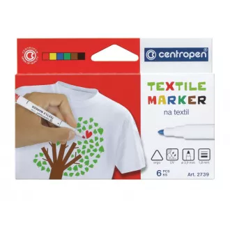 Značkovač Centropen 2739/6 na textil 6 barev válcový hrot 3,5mm Značkovač Centropen 2739/6 na textil 6 barev válcový hrot 3,5mm