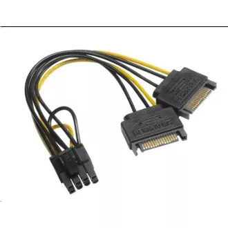 AKASA adaptér napájecí na 6+2pin PCIe (2xSATA male power to a 6+2pin PCIe female connector)