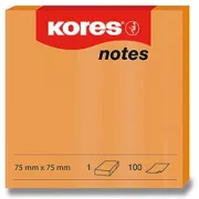 Bloček samolepící 75x75mm oranžový neon 100 listů Kores