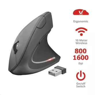 TRUST Myš Verto wireless ergonomic mouse USB, black (černá) TRUST Myš Verto wireless ergonomic mouse USB, black (černá)