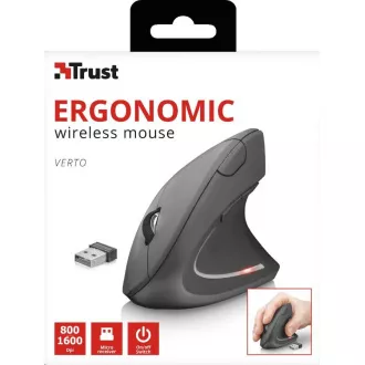 TRUST Myš Verto wireless ergonomic mouse USB, black (černá) TRUST Myš Verto wireless ergonomic mouse USB, black (černá)