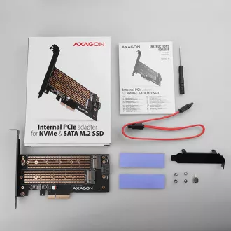 AXAGON PCEM2-D, PCIe x4 - M.2 NVMe M-key + SATA B-key slot adaptér, vč. LP AXAGON PCEM2-D, PCIe x4 - M.2 NVMe M-key + SATA B-key slot adaptér, vč. LP