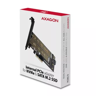AXAGON PCEM2-D, PCIe x4 - M.2 NVMe M-key + SATA B-key slot adaptér, vč. LP AXAGON PCEM2-D, PCIe x4 - M.2 NVMe M-key + SATA B-key slot adaptér, vč. LP