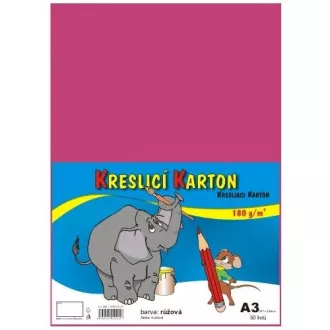 Kreslící karton A3/180g 50 listů růžový Kreslící karton A3/180g 50 listů růžový