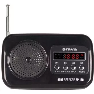 Orava RP 130 přenosný rádiopřijímač, SD Karta, výstup na sluchátka, LED displej, FM rádio, USB, AUX vstup, černý Orava RP 130 přenosný rádiopřijímač, SD Karta, výstup na sluchátka, LED displej, FM rádio, USB, AUX vstup, černý