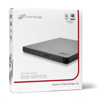 HITACHI LG - externí mechanika DVD-W/CD-RW/DVD±R/±RW/RAM GP57ES40, Slim, Silver, box+SW HITACHI LG - externí mechanika DVD-W/CD-RW/DVD±R/±RW/RAM GP57ES40, Slim, Silver, box+SW