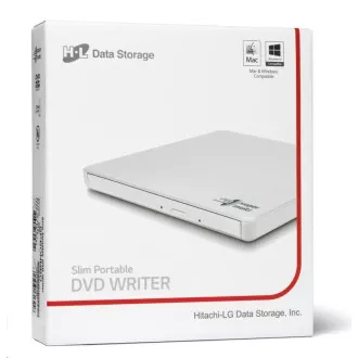 HITACHI LG - externí mechanika DVD-W/CD-RW/DVD±R/±RW/RAM GP60NW60, Slim, White, box+SW HITACHI LG - externí mechanika DVD-W/CD-RW/DVD±R/±RW/RAM GP60NW60, Slim, White, box+SW