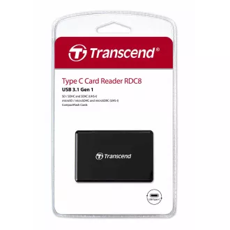 TRANSCEND Card Reader RDC8K2, USB 3.1 Gen1 All-in-1 Multi Card Reader, Type C TRANSCEND Card Reader RDC8K2, USB 3.1 Gen1 All-in-1 Multi Card Reader, Type C