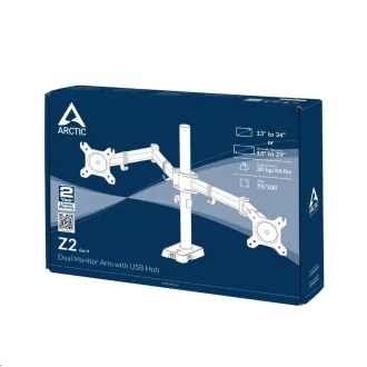 ARCTIC stolní držák Z2 (Gen3) pro 2x LCD do 34", nosnost 2x15kg, 4x USB HUB, černý (black) ARCTIC stolní držák Z2 (Gen3) pro 2x LCD do 34", nosnost 2x15kg, 4x USB HUB, černý (black)