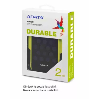 ADATA Externí HDD 1TB 2, 5" USB 3.2, DashDrive™ Durable HD720, G-sensor, černý, (gumový, vodě/nárazu odolný)