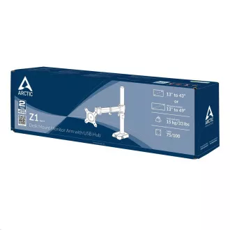 ARCTIC stolní držák Z1 (Gen.3) pro 1x LCD do 43", nosnost 15kg, USB HUB, černý (black) ARCTIC stolní držák Z1 (Gen.3) pro 1x LCD do 43", nosnost 15kg, USB HUB, černý (black)