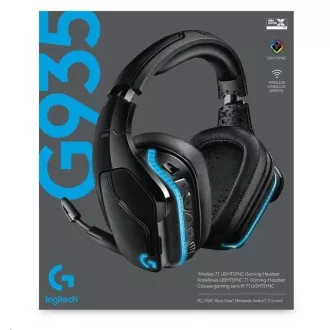 Logitech herní sluchátka G935, Wireless 7.1, LIGHTSYNC Gaming Headset - EMEA