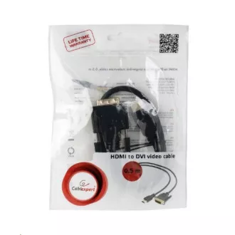 GEMBIRD Kabel HDMI-DVI 0, 5m, 1.3, M/M stíněný, zlacené kontakty