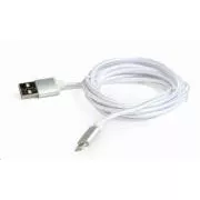 GEMBIRD Kabel USB 2.0 Lightning (IP5 a vyšší) nabíjecí a synchronizační kabel, opletený, 1, 8m, stříbrný, blis