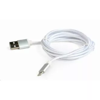 GEMBIRD Kabel USB 2.0 Lightning (IP5 a vyšší) nabíjecí a synchronizační kabel, opletený, 1, 8m, stříbrný, blis GEMBIRD Kabel USB 2.0 Lightning (IP5 a vyšší) nabíjecí a synchronizační kabel, opletený, 1, 8m, stříbrný, blis