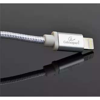 GEMBIRD Kabel USB 2.0 Lightning (IP5 a vyšší) nabíjecí a synchronizační kabel, opletený, 1, 8m, stříbrný, blis GEMBIRD Kabel USB 2.0 Lightning (IP5 a vyšší) nabíjecí a synchronizační kabel, opletený, 1, 8m, stříbrný, blis