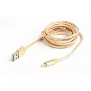 GEMBIRD Kabel USB 2.0 Lightning (IP5 a vyšší) nabíjecí a synchronizační kabel, opletený, 1, 8m, zlatý, blister