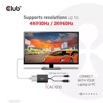 Club3D Adaptér aktivní DisplayPort na Dual Link DVI-D, USB napájení, 60cm, HDCP ON