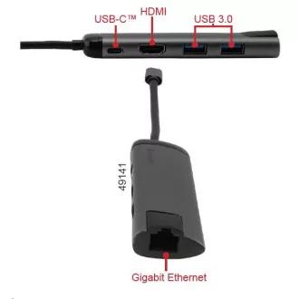VERBATIM Dokovací stanice USB-C 5v1, 1xHDMI, 1xSB-C, 2xUSB, 1xRJ45, šedá VERBATIM Dokovací stanice USB-C 5v1, 1xHDMI, 1xSB-C, 2xUSB, 1xRJ45, šedá