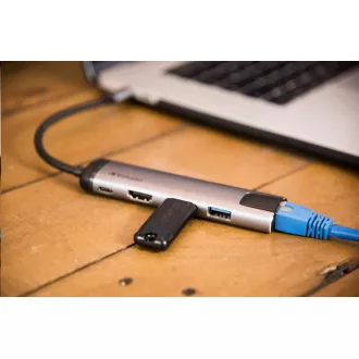 VERBATIM Dokovací stanice USB-C 5v1, 1xHDMI, 1xSB-C, 2xUSB, 1xRJ45, šedá VERBATIM Dokovací stanice USB-C 5v1, 1xHDMI, 1xSB-C, 2xUSB, 1xRJ45, šedá
