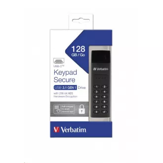 VERBATIM USB C 3.1 Drive 128 GB - Keypad Secure (R:160/W:150 MB/s) GDPR