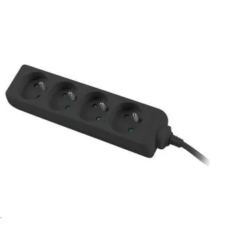 PREMIUMCORD Prodlužovací přívod 230V 3m 4 zásuvky, černý PREMIUMCORD Prodlužovací přívod 230V 3m 4 zásuvky, černý