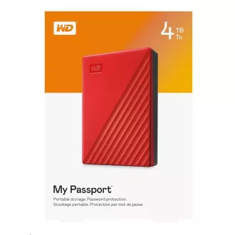 WD My Passport Portable 4TB, Externí HDD, USB 3.0, červená WD My Passport Portable 4TB, Externí HDD, USB 3.0, červená