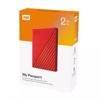 WD My Passport Portable 2TB, Externí HDD, USB 3.0, červená WD My Passport Portable 2TB, Externí HDD, USB 3.0, červená