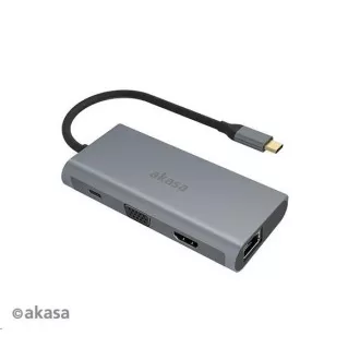 AKASA adaptér USB Type-C 9-in-1 Dock (PD Type-C, HDMI, VGA, 3 x USB 3.0 Type-A, RJ45, SD and Micro SD Card Reader) AKASA adaptér USB Type-C 9-in-1 Dock (PD Type-C, HDMI, VGA, 3 x USB 3.0 Type-A, RJ45, SD and Micro SD Card Reader)