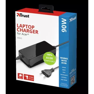 TRUST napájecí adaptér MAXO pro notebooky ACER 90W, vč. koncovek TRUST napájecí adaptér MAXO pro notebooky ACER 90W, vč. koncovek