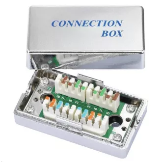 Spojovací box STP Cat5E narážecí, stříbrná Spojovací box STP Cat5E narážecí, stříbrná