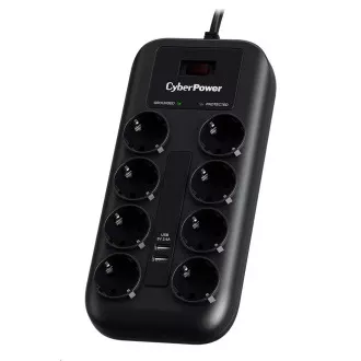 CyberPower Surge Buster™ 8 zásuvek, 2xUSB, 1.8m, German, New CyberPower Surge Buster™ 8 zásuvek, 2xUSB, 1.8m, German, New