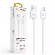 Aligator datový a nabíjecí kabel, konektor USB-C, 2A, 2m, bílá