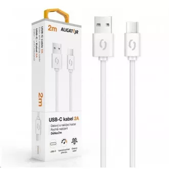 Aligator datový a nabíjecí kabel, konektor USB-C, 2A, 2m, bílá Aligator datový a nabíjecí kabel, konektor USB-C, 2A, 2m, bílá