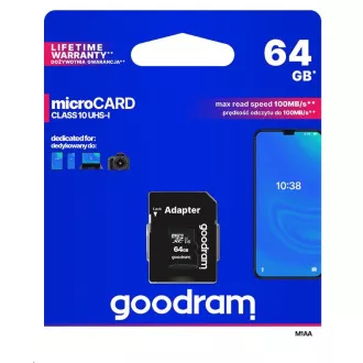 GOODRAM MicroSDXC karta 64GB M1AA, UHS-I Class 10, U1 + adaptér