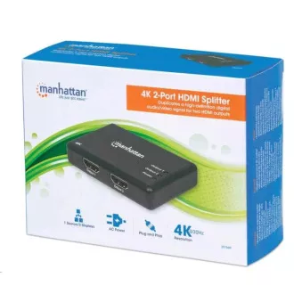 MANHATTAN Splitter HDMI 2 porty, 4K@30Hz, černá MANHATTAN Splitter HDMI 2 porty, 4K@30Hz, černá