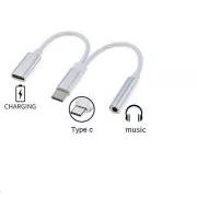 PremiumCord Převodník USB-C na audio konektor jack 3, 5mm female + USB typ C konektor pro nabíjení