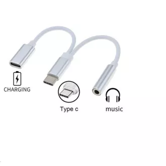 PremiumCord Převodník USB-C na audio konektor jack 3, 5mm female + USB typ C konektor pro nabíjení PremiumCord Převodník USB-C na audio konektor jack 3, 5mm female + USB typ C konektor pro nabíjení