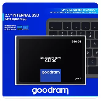 GOODRAM SSD CL100 Gen.3 240GB, SATA III, 2.5", (R:520/W:400MB/s) GOODRAM SSD CL100 Gen.3 240GB, SATA III, 2.5", (R:520/W:400MB/s)